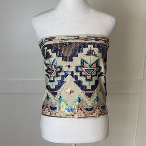 Sequin Strapless Top - Multicolor size medium